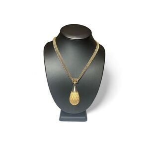 Vintage Gold Tone Nugget Style‎ Pineapple Pinecone Pendant Women Multi Strand